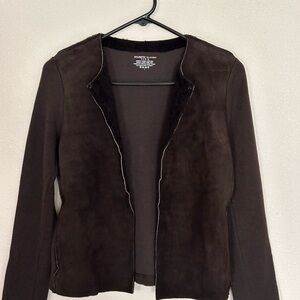 Majestic Filatures Paris Wool Leather Jacket Brown Size 1